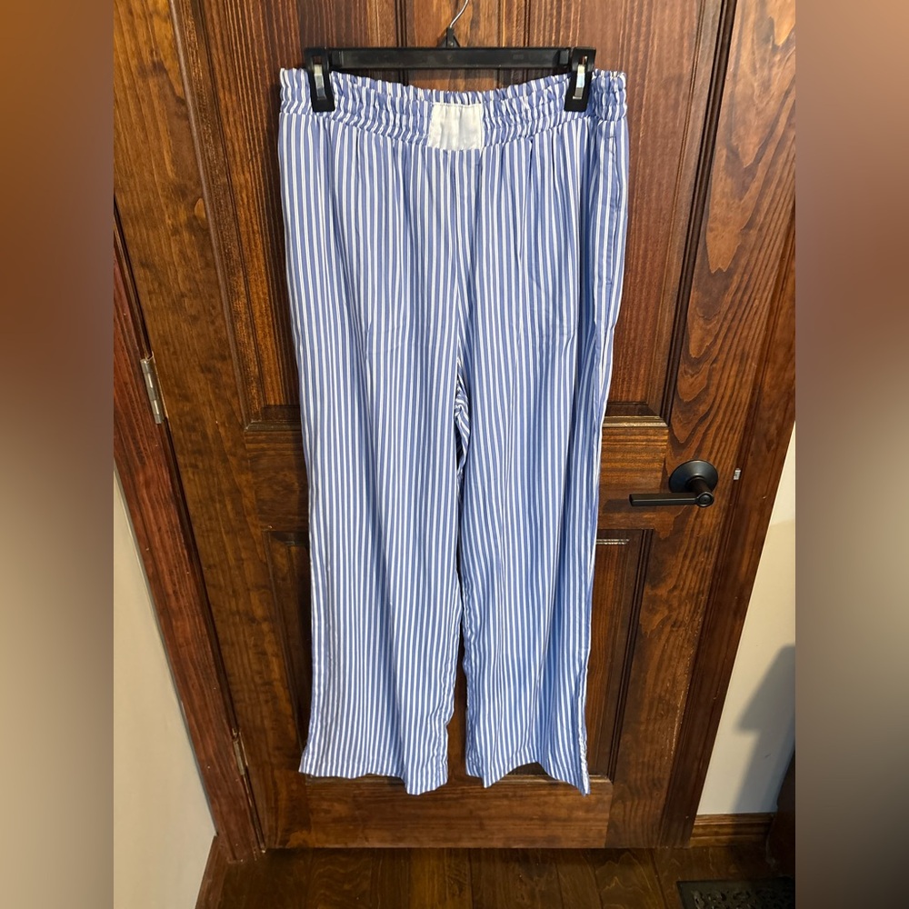 Buckle Coastal 33 blue stripe thin material pants wide leg NWT L/XL